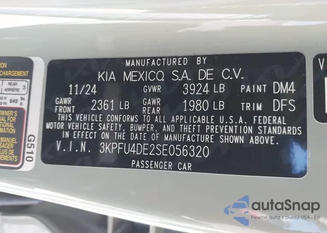 2025 Kia K4 Ex from USA, damaged, VIN 3KPFU4DE2SE056320